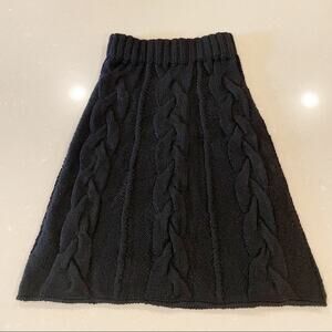 Alicia Adams Baby Alpaca A Line Cable Knit Skirt Black Medium